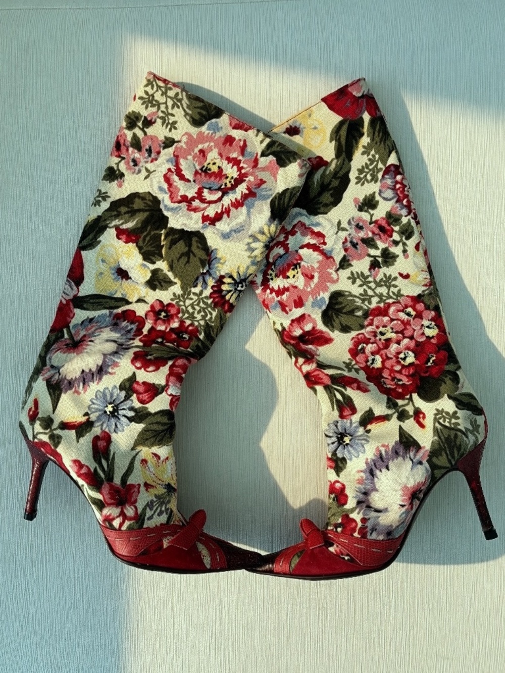 Y2K D&G Dolce & Gabbana Floral Heeled Boots Size 37 Made in Italy